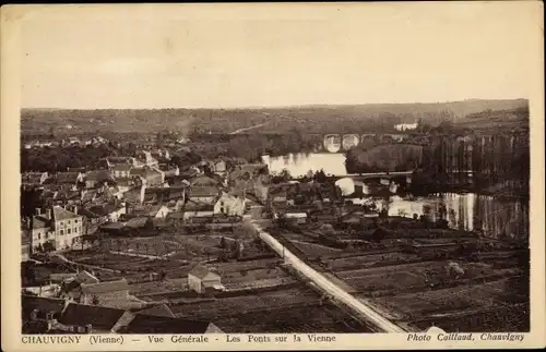 Ak Chauvigny Vienne, Vue Generale, Les Ponts sur la Vienne