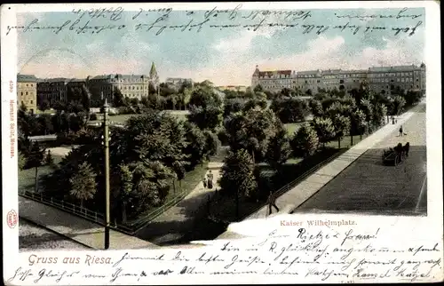 Ak Riesa an der Elbe Sachsen, Partie am Kaiser Wilhelmplatz