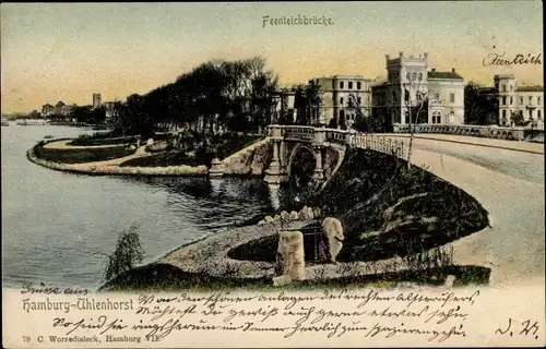 Ak Hamburg Nord Uhlenhorst, Feenteichbrücke