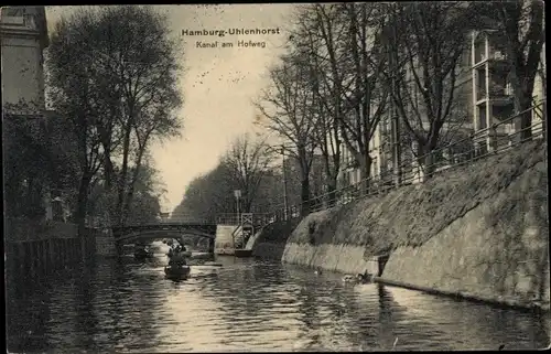 Ak Hamburg Nord Uhlenhorst, Kanal am Hofweg