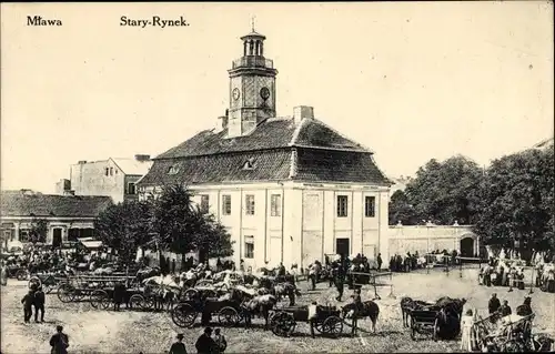 Ak Mława Mielau Polen, Stary Rynek, Altmarkt, Rathaus