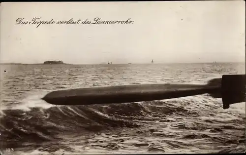 Ak Deutsches Kriegsschiff, Torpedo verlässt das Lanzierrohr, Kaiserliche Marine, I. WK