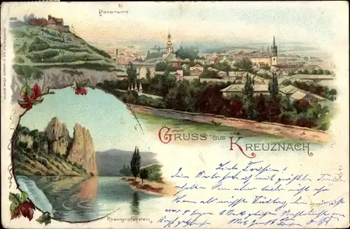 Litho Bad Kreuznach in Rheinland Pfalz, Panorama, Rheingrafenstein