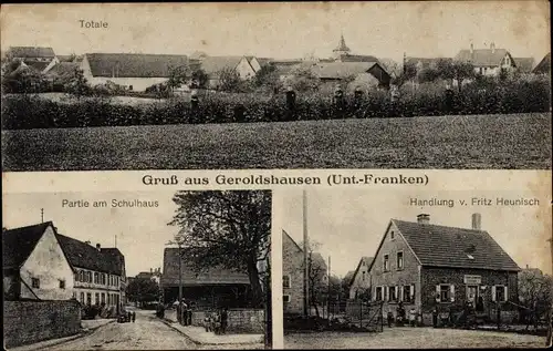 Ak Geroldshausen Unterfranken, Schulhaus, Handlung Fritz Heunisch