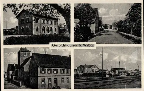 Ak Geroldshausen Unterfranken, Bahnhof, Teilansichten