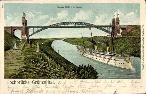 Litho Grünental Beldorf in Schleswig Holstein, Grünentaler Hochbrücke, SMY Hohenzollern