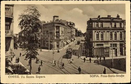 Ak Sofia Bulgarien, Prinz Boris Straße, Straßenpartie