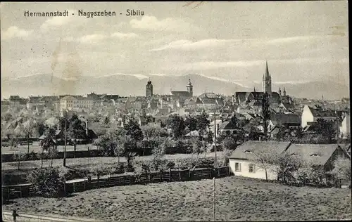 Ak Nagyszeben Sibiu Hermannstadt Rumänien, Panorama vom Ort