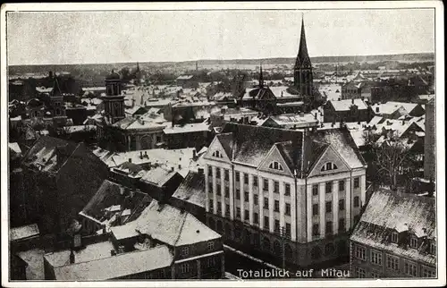 Ak Jelgava Mitau Lettland, Blick über die Dächer der Stadt, Schneelandschaft