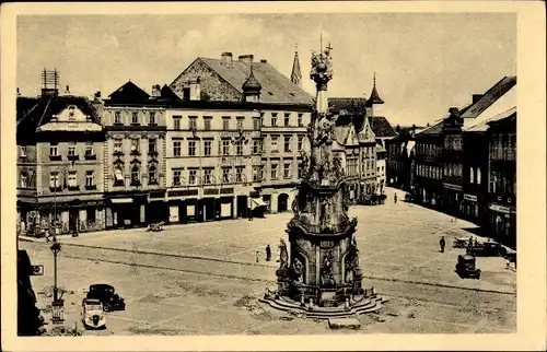 Ak Jindřichův Hradec Südböhmen, Platz, Säule