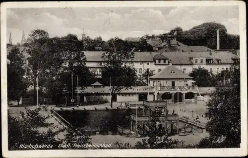 Ak Bischofswerda in Sachsen, Städt. Freischwimmbad