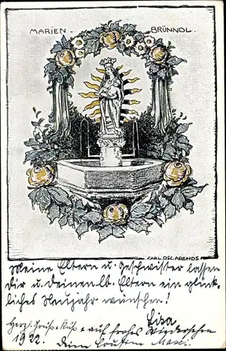 Künstler Ak Arends, Carl Osc., Marienbrünndl, Spende für Säuglings- und Kleinkinderschutz Bayern