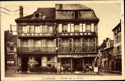 Ak Langres Haute Marne, Hotel de la Poste, Café Paris