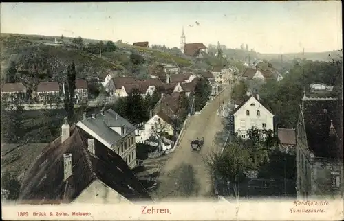 Ak Diera Zehren in Sachsen, Gesamtansicht, Kirche