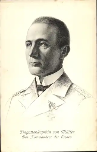 Künstler Ak Karl von Müller, Fregattenkapitän, Kommandeur der Emden