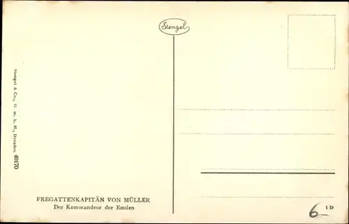 Künstler Ak Karl von Müller, Fregattenkapitän, Kommandeur der Emden