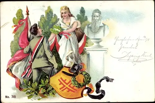 Litho Turnfest, Siegerehrung, Büste Turnvater Jahn