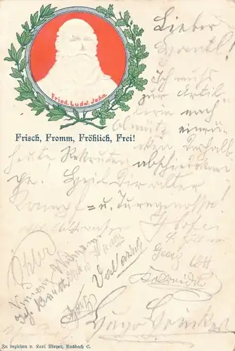 Präge Ak Turnvater Friedrich Ludwig Jahn, Eichenlaub, Lorbeerkranz