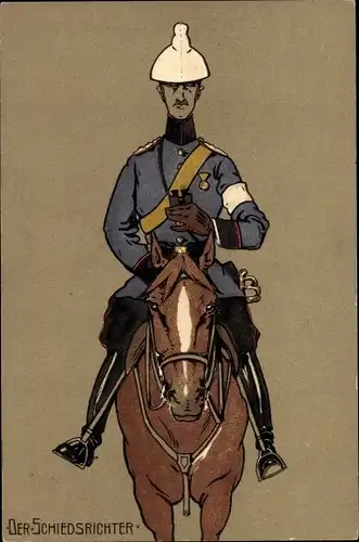 Künstler Ak Der Schiedsrichter, Deutscher Soldat auf einem Pferd