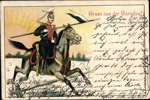 Ak Gruß aus der Garnison, Ulanen, Kavallerie