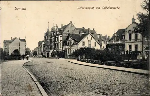 Ak Hameln in Niedersachsen, Wilhelmsplatz mit Wilhelmstraße