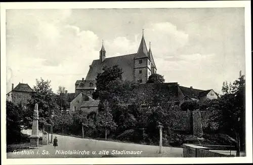 Ak Geithain in Sachsen, Nikolaikirche, Stadtmauer 