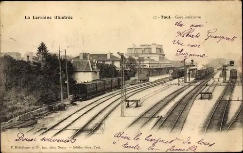 Ak Toul Lothringen Meurthe et Moselle, Gare intérieure, Bahnhof