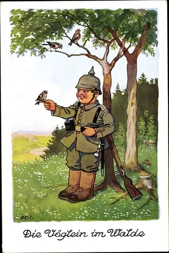 Künstler Ak Engelhard, P.O.E., Die Vöglein im Walde