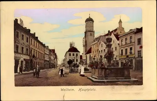 Ak Weilheim im Schongau Oberbayern, Hauptplatz