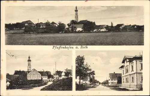 Ak Pfaffenhofen an der Roth, Pfarrkirche St. Martin, Ortsansichten 