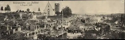 Klapp Ak Ilsfeld Baden Württemberg, Brandkatastrophe, 4. August 1904, Kirche, Trümmer 