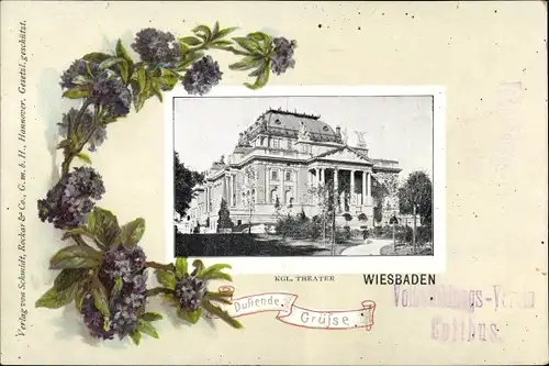 Präge Passepartout Ak Wiesbaden in Hessen, Kgl. Theater