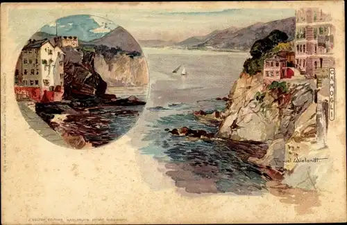 Künstler Litho Wielandt, Manuel, Camogli Liguria, Teilansichten