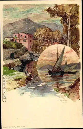 Künstler Litho Wielandt, Manuel, Rapallo Liguria, Ortschaft