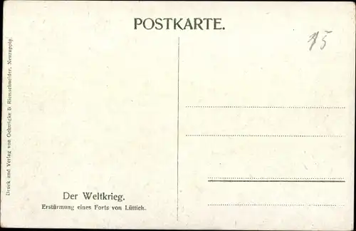 Passepartout Ak Erstürmung eines Forts von Lüttich, Soldaten, I. WK