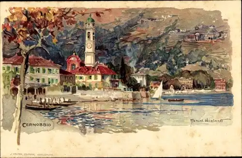 Künstler Litho Wielandt, Manuel, Cernobbio Lago di Como Lombardia, Ortschaft