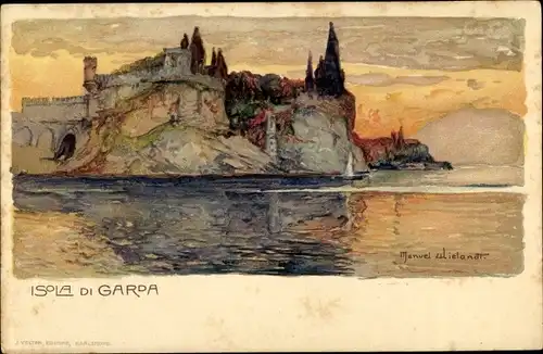 Künstler Litho Wielandt, Manuel, Isola di Garda Lombardia, Insel