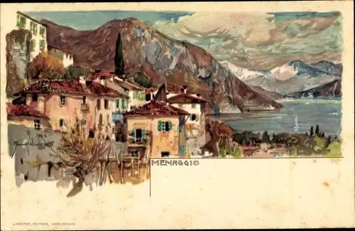 Künstler Litho Wielandt, Manuel, Menaggio Lago di Como Lombardia, Ortschaft