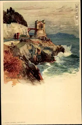 Künstler Litho Wielandt, Manuel, Nervi Genova Genua Liguria, Küste