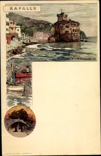 Künstler Litho Wielandt, Manuel, Rapallo Liguria, Ortschaft