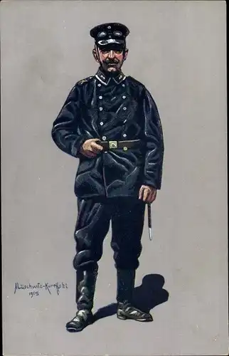 Künstler Ak Lüschwitz-Koreffski, Unteroffizier des Kraftfahr Batl 1914-1915