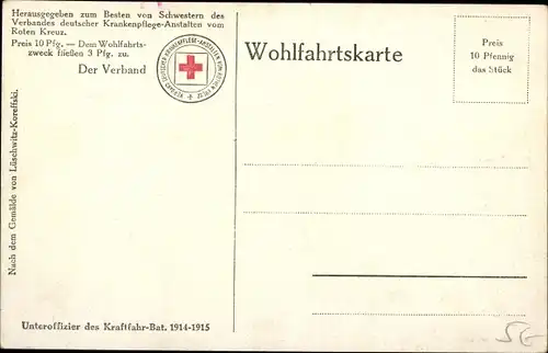 Künstler Ak Lüschwitz-Koreffski, Unteroffizier des Kraftfahr Batl 1914-1915