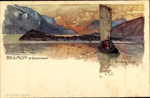 Künstler Litho Wielandt, Manuel, Bellagio Lago di Como Lombardia, Da Cadenabbia