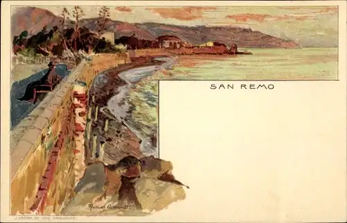 Künstler Litho Wielandt, Manuel, Sanremo Ligurien, Promenade