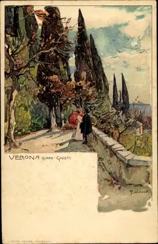 Künstler Litho Wielandt, Manuel, Verona Veneto, Giardino Giusti