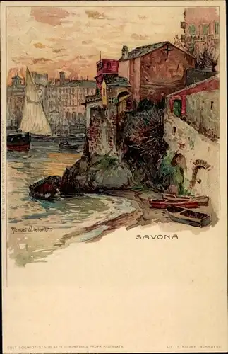 Künstler Litho Wielandt, Manuel, Savona Liguria, Teilansicht der Stadt