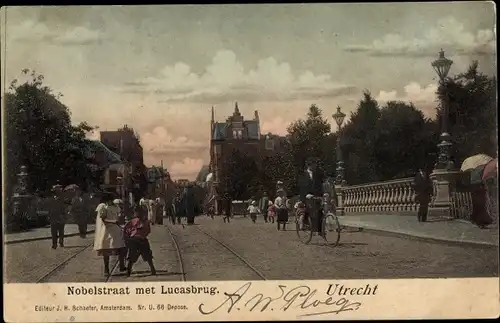 Ak Utrecht Niederlande, Nobelstraat met Lucasbrug