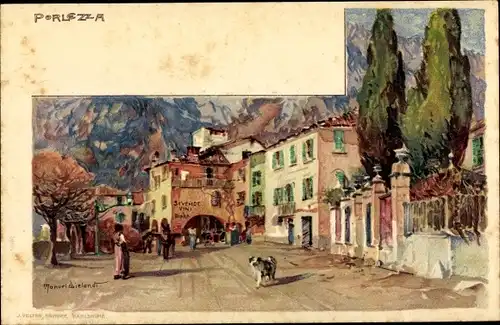 Künstler Litho Wielandt, Manuel, Porlezza Lago di Lugano Lombardia, Straße