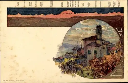 Künstler Litho Wielandt, Manuel, Brunate Lago di Como Lombardia, M. Rosa