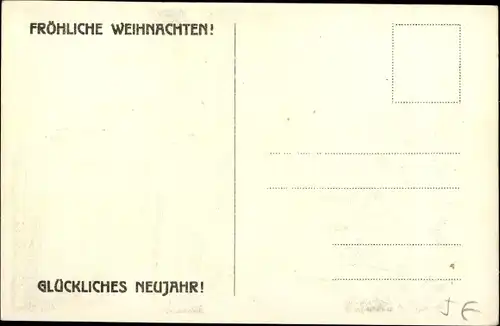 Künstler Ak Koch, Ludwig, Soldaten und Pferde überqueren Fluss, Fähre, Weihnachten, Neujahr, 1909